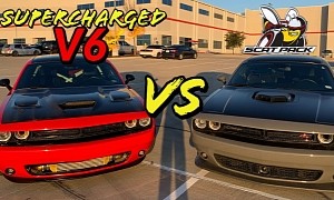 Supercharged Dodge Challenger V6 Races 392 Scat Pack With Painful Result