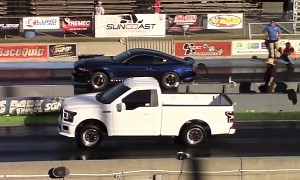 Supercharged Ford F-150 Drags 8s Turbo Mustang and It's Not Even Close… Twice