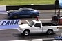 Supercharged Mustang Drag Races Chevy S-10, Old 'Maro, LUV Truck in Narrow Spanking