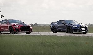 Supercharged Mustang GT350 Races Stock Mustang GT500 in Lighting-Fast Family War