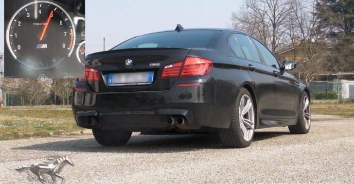 BMW F10 M5 with Supersprint catless downpipes