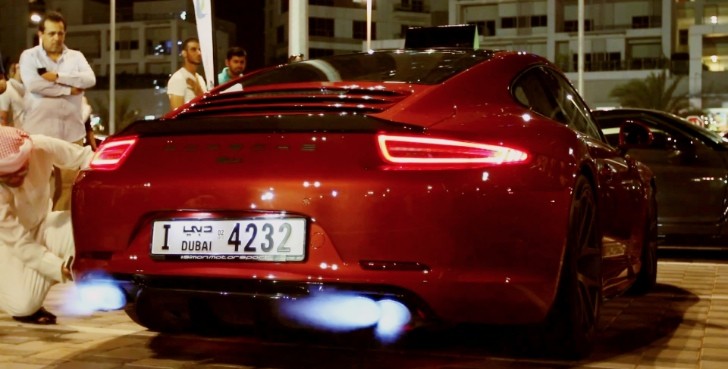 Porsche shooting flames