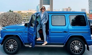Susie Wolff Wears Blue Power Suit, Matches Mercedes-AMG G 63