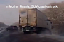SUV Bullies Semi Truck Off Russian Road