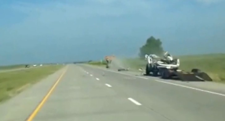 SUV Hits Trailer Ramp, Goes Airborne in Crazy Kansas Crash