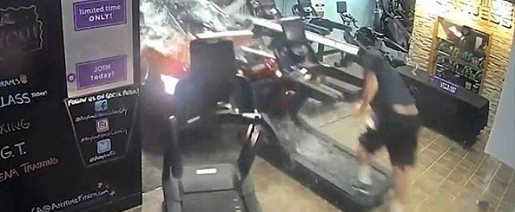SUV knocks man off treadmill, driver tries to flee