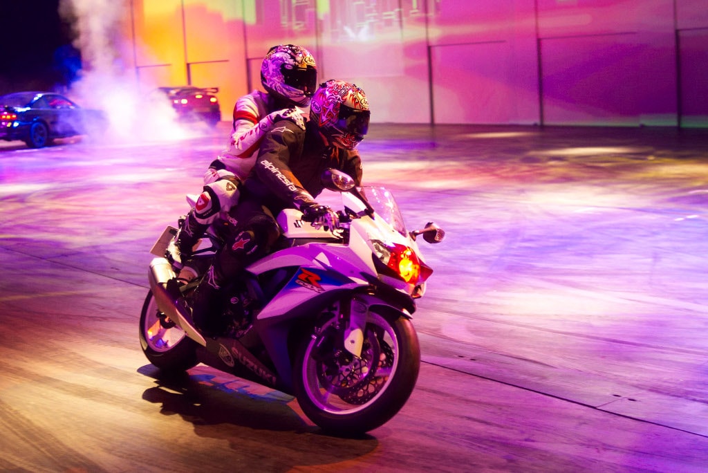The GSX-R600 appearing at Top Gear Live