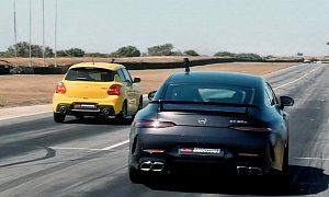 Suzuki Swift Sport vs. Mercedes-AMG GT 63 Drag Race Requires a Lot of Cheating