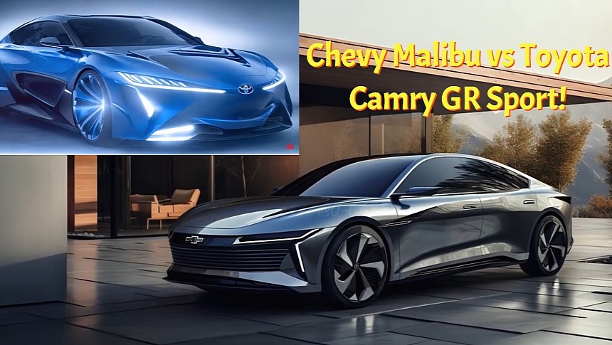 2025 Chevy Malibu vs Toyota Camry GR Sport renderings