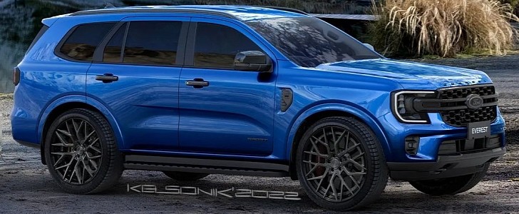Ford Everest lowered on aftermarket wheels rendering by kelsonik