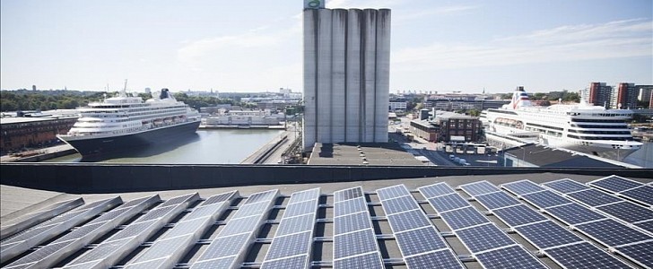 The Stockholm Norvik Port boasts the largest port solar cell system in Sweden.