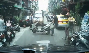 Taiwanese Man Gets Very Angry at Improperly Parked Scooter