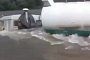 Tanker Truck Driving Underwater Spotted by Boat