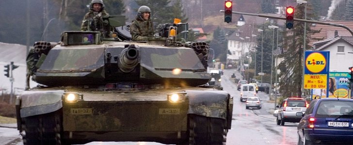 M1A1 Abrams tank on Frankfurt streets