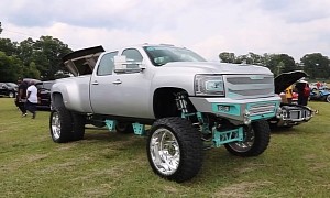 Teal-Accented Chevy Dually Looks Able to Deploy a Drive-In Movie Theatre Anywhere
