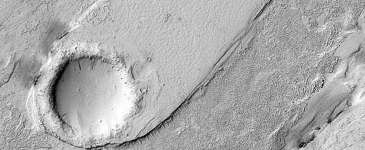 Teardrop island in the Lethe Vallis region of Mars