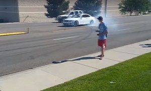 Teen Driver Almost Crashes BMW M3 while Trying to Drift-Leave Car Meet in Idaho