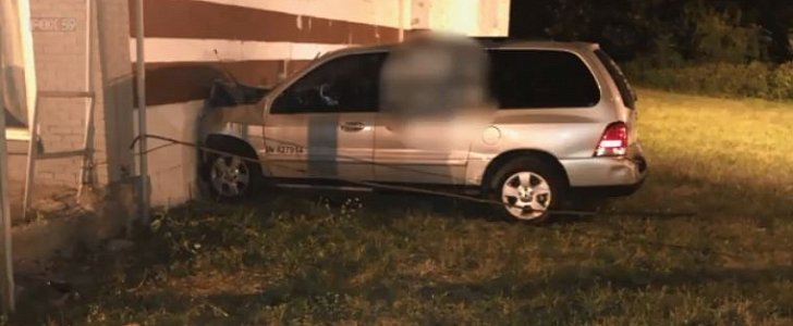 Teenage car thieves crash Ford transport van right at the dealership they stole it from