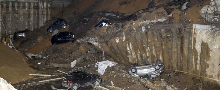 Site of road collapse in Rome