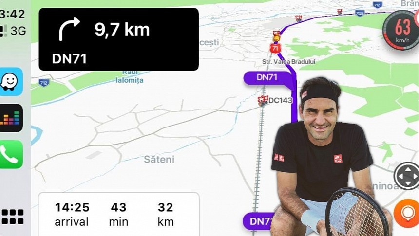 Roger Federer now available as a voice on Waze
