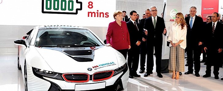 Terra High Power charger meets BMW i8 and Angela Merkel