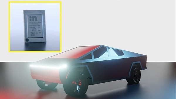 Tesla Cybertruck Rendering and a Mobileye Chip