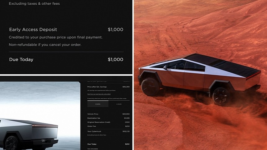 Tesla added a non-refundable $1,000 'early access deposit' to the Cybertruck orders