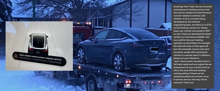 Tesla contacts customer and confirms a firmware issue caused heating problems in vehicles with heat pumps