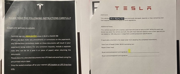 Tesla's notice warns about brand-new 2021 Tesla Model 3 Long Range with 2017 battery pack