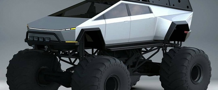 Tesla Cybertruck monster truck rendering