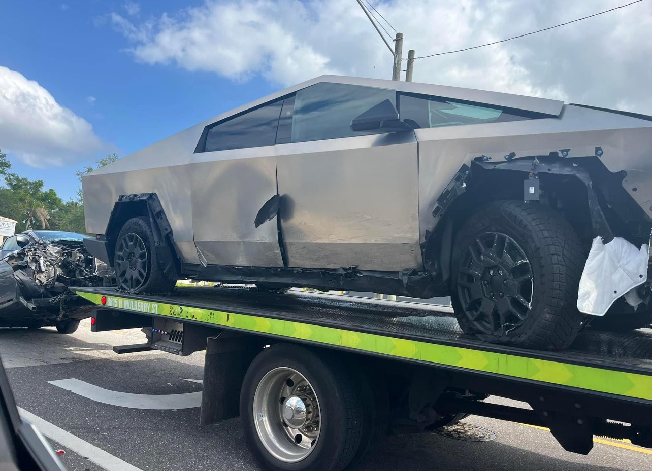 Tesla Cybertruck Got T-Boned by a Nissan Sentra, It Barely Felt Anything