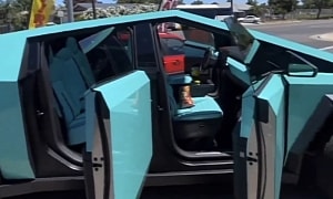 Tesla Cybertruck in Tiffany Blue Looks Like a Summer Day at the Beach