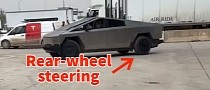 Tesla Cybertruck Shows Off Rear-Wheel Steering, Motorized Tonneau Cover in Action