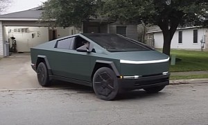 Tesla Cybertruck Shows Up in Military Green for the First Time, Looks Every Inch a Soldier
