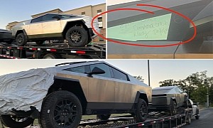 Tesla Cybertruck Spotted in Arkansas With a "Completed Crash Ready" Mark on It