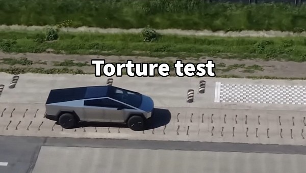 Tesla Cybertruck undergoes suspension torture test at the Fremont test track