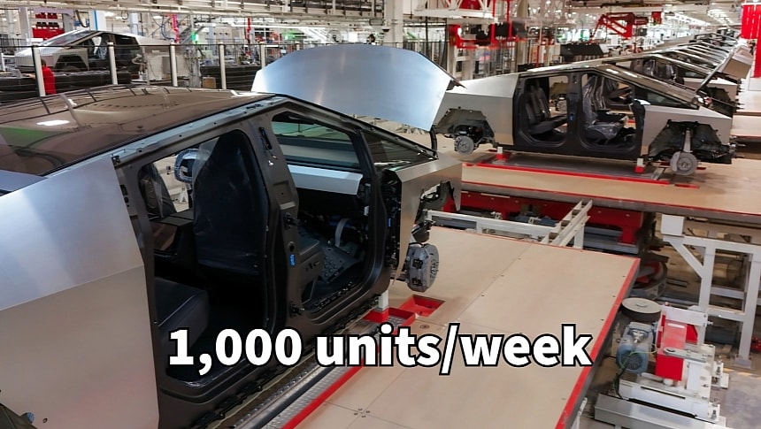 Tesla Cybertruck's weekly production surpassed 1,000 units