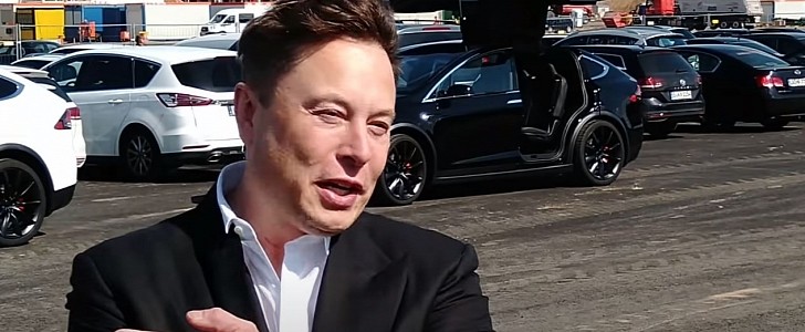 Tesla CEO Elon Musk on site at the Berlin Giga