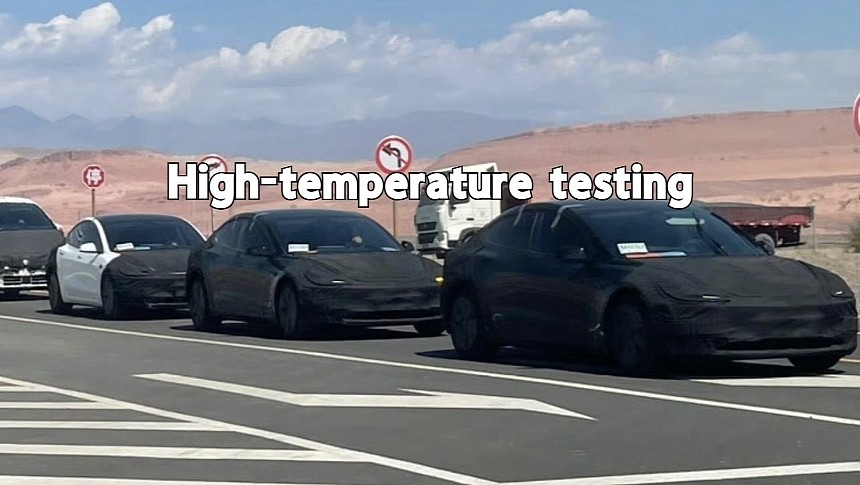 Tesla Model 3 prototypes doing high-temperature testing in Xianjing, China