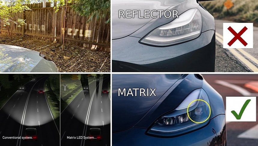 Tesla enabled matrix-LED adaptive headlights in the US
