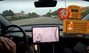 Tesla FSD Gets Filmed Driving Around Stopped School Buses, Speeding in School Zone