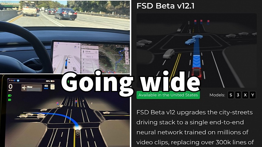 Tesla FSD BEta V12.1 rolls out to wave1 beta tester group