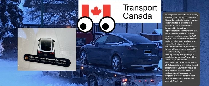 Transport Canada opened an Issue Assessment Investigation about Tesla's heating problems