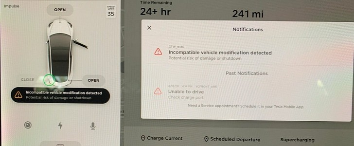 Locked screen on Tesla Model 3 after installation of third-party solution 
