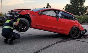 Tesla Model 3 Aces Real-Life Crash Test After Falling off 100-Ft Cliff