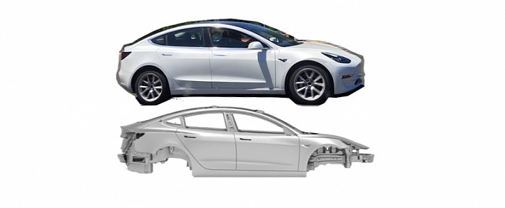 Tesla Model 3 body-in-white comparison