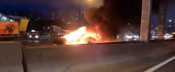 Tesla Model 3 burns in Moscow, Russia, after crash caused by Autopilot malfunction