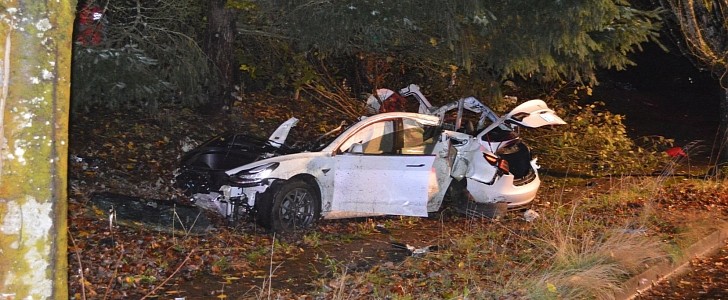 2019 Tesla Model 3 with impaired driver crashes, causes mayhem in Oregon