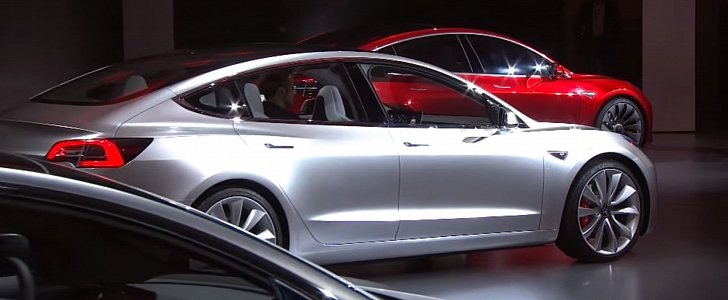 Tesla Model 3 on display