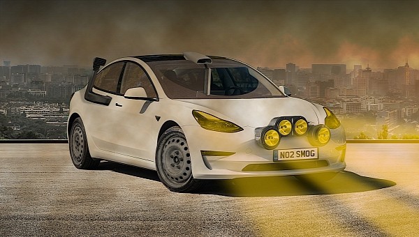 Air pollution-fighting Tesla Model 3 rendering